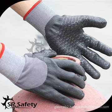 15 gauge knitted nylon & spandex 3/4 coated black high-technology foam nitrile gloves/working gloves